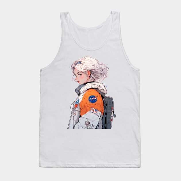 Nasa Cool Astronaut Girl in Space parka Original Illustration T-Shirt Tank Top by luna doodle shop